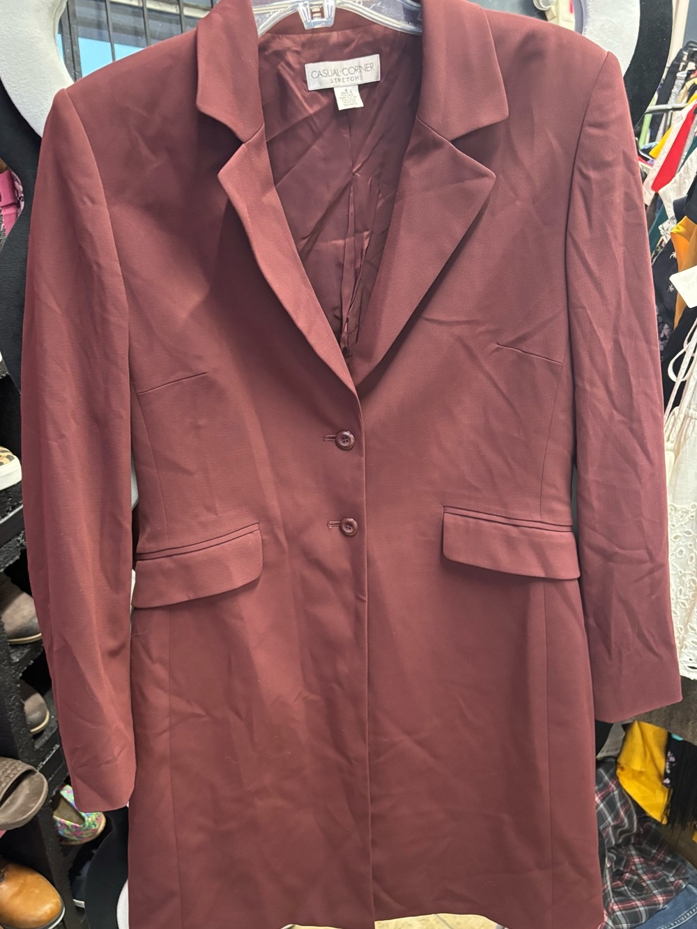 Casual Corner Women's Wine-Red Long Blazer
